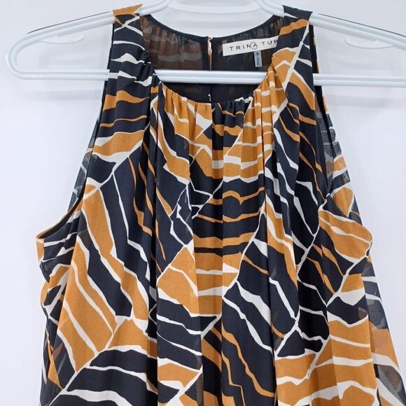 Trina Turk Bella Printed Silk Sleeveless Blouse Women's S Abstract Chiffon Artsy - Picture 3 of 11